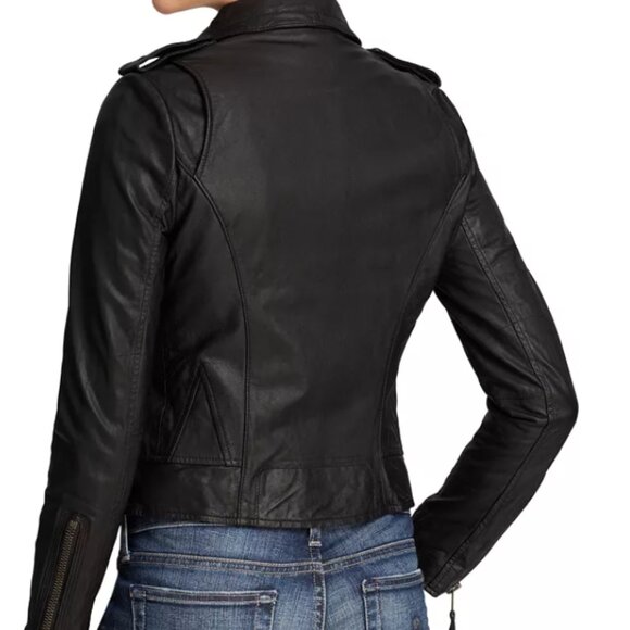 Joie Ailey Leather Motorcycle Biker Jacket Lambskin, Small - Picture 3 of 11